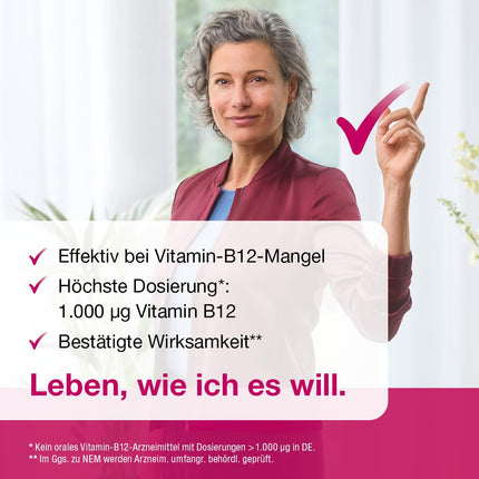 B12 Ankermann, 100 tablets: 1,000 microgram vitamin B12 tablets, high dosage, effective against tiredness and fatigue due to vitamin B12 deficiency, for more energy and performance, once daily