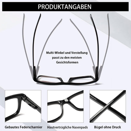 COJWIS 5 Pack Reading Glasses Blue Light Filter Glasses Men Women Black Reader Computer Glasses Spring Hinge Reading Glasses (5 Black, 2.0, Diopters)
