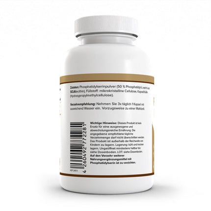 Zec+ Nutrition Health+ Phosphatidylserine - 120 capsules with 100 mg phosphatidylserine per capsule, from soy, for concentration and memory, Made in Germany