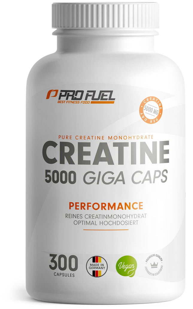 Creatine 5000 Giga Capsules - 5000 mg creatine per day - high-dose creatine capsules with 1137 mg creatine monohydrate per capsule - creatine monohydrate capsules without additives, laboratory-tested &amp; 100% vegan - 300 capsules