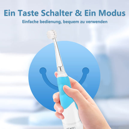 SEAGO SG-513 Electric Toothbrush for Children, Baby Toothbrush, Electric Toothbrush for Ages 0-3 Years with LED Light, Smart Timer, Waterproof IPX7 Sonic Toothbrush (Baby Blue)