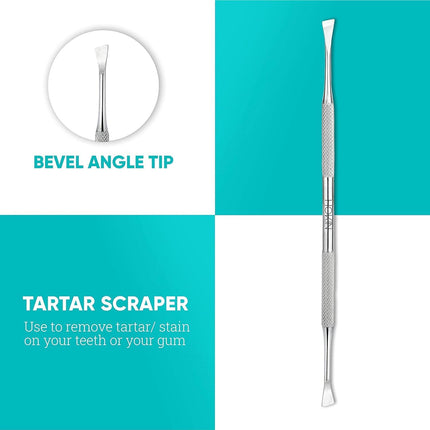 Dental care set of 4 premium teeth cleaning tartar remover dental probe mouth mirror scaler made of stainless steel