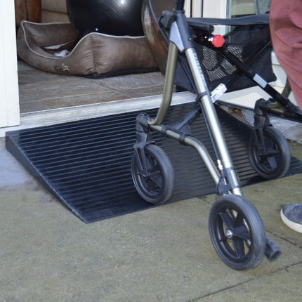 HomeCare rubber threshold ramp – (6 x 100 x 60 cm) – door threshold ramp, solid rubber door ramp, wheelchair rubber ramp, curb ramp, access ramp, threshold ramp for wheelchairs and scooters
