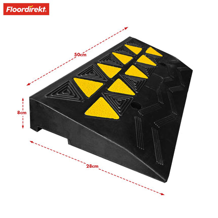 Floordirekt threshold ramp Blanc - Door threshold ramp and curb ramp 8cm high with yellow luminous marking - Wheelchair ramp for accessibility on curbs and sidewalks made of recycled rubber