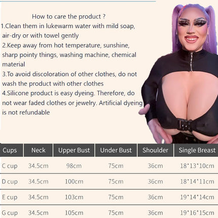 YINSUCDS Silicone Breast Forms Artificial Breasts Fake Breasts CG Cup Silicone Realistic Breast Forms Silicone Breast Plate False Breasts for Crossdresser Drag Queens Cosplay