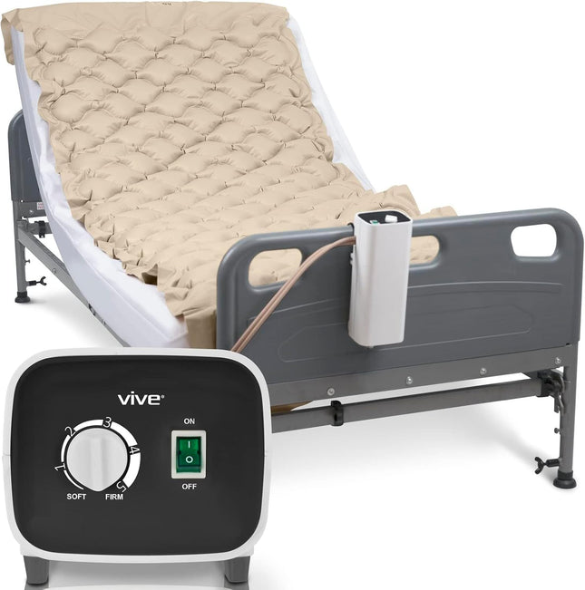 Alternating Pressure Mattress by Vive - Includes Electric Pump &amp; Mattress Pad - Best Inflatable Bed Pad for Pressure Ulcer and Pressure Sore Treatment - Fits Standard Hospital Beds