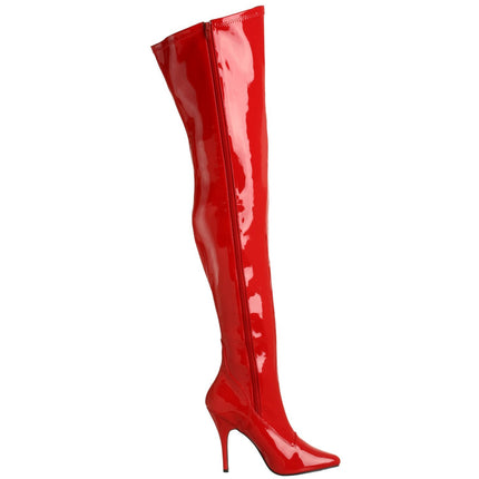 Higher heels PleaserUSA over-the-knee boots Seduce-3000 patent red size 39