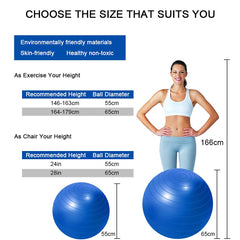 flintronic Exercise Ball, 65 cm Ultra-Thick Anti-Explosion Yoga Ball with Inflatable Foot Pump, Robust Maximum Load Fitness Ball for Sports Fitness, Yoga, Pilates