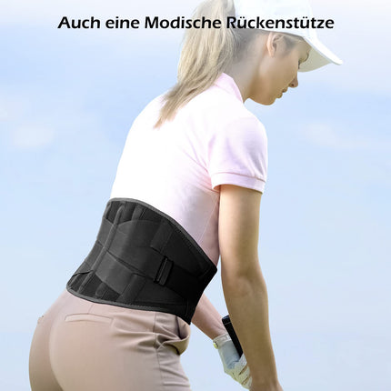 FREETOO Back Brace for Men and Women, Breathable Back Support with 5 Stays for Sports, Black, Size M (Waist: 90-105 cm)