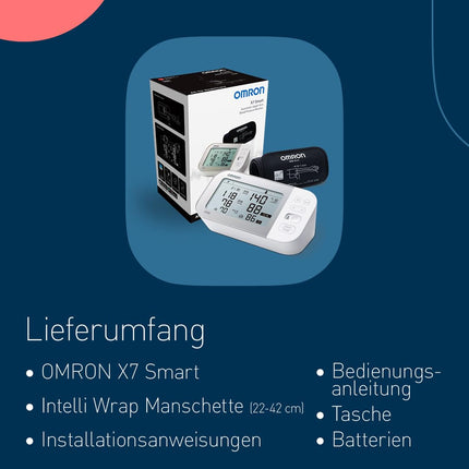 OMRON X7 Smart - Automatic Upper Arm Blood Pressure Monitor | Test Winner Stiftung Warentest 11/23 | AFib Detection | Clinically Validated - Also for Diabetics | With Free Smartphone App | 22-42 cm