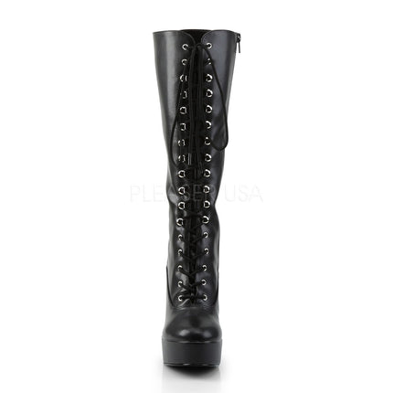 Higher-Heels PleaserUSA Platform Knee Boots Electra-2020 matte black size 41.5