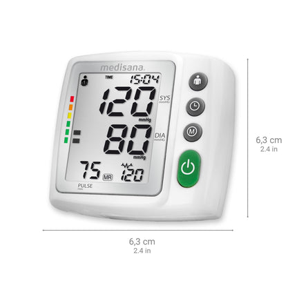 Medisana BW 315 wrist blood pressure monitor, precise blood pressure and pulse measurement, high blood pressure monitor with traffic light scale, blood pressure cuff with arrhythmia detection, memory function