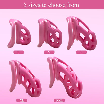 7.0 Cobra Penis Cage, 3D Chastity Cage Male Cock Cage, with Mini Lock &amp; 4 Arc Testicle Rings Penis Ring, Chastity Cage for Men, Chastity Belt for Men, BDSM Sex Toy for Men (Pink, M)