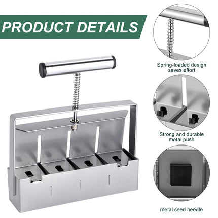 Soil baler, Afenau 5 x 5CM manual soil blocker with seed aid, aluminum alloy soil blocker, handheld soil press cultivation, soil blocking tool for plant cultivation