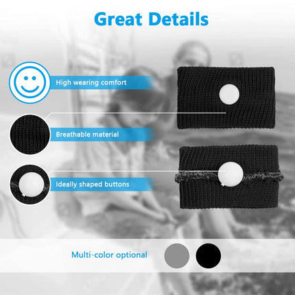 ACWOO Acupressure Bracelet, 2 Pairs of Acupressure Band Anti-Nausea Wristbands for Adults and Children, Acupressure Bracelets for Pregnancy Sickness, Seasickness, Travel Sickness (Black + Silver Gray)