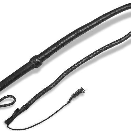 Leather whip Bull Whip Bullwhip 120 cm Whip made of real leather Single tongue with crocker makes a cracking sound