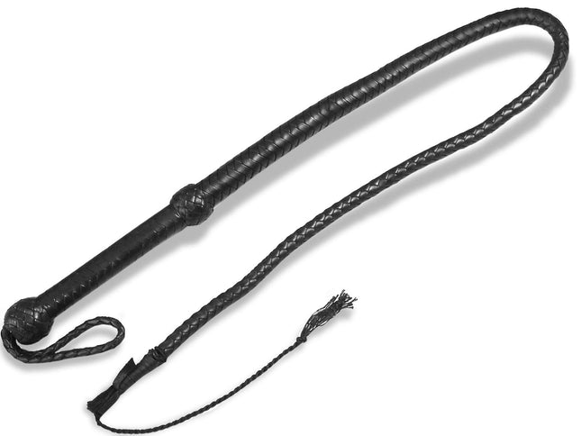 Leather whip Bull Whip Bullwhip 120 cm Whip made of real leather Single tongue with crocker makes a cracking sound