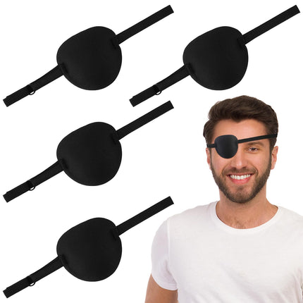 4 Pack Eye Patches, Medical Eye Patches for Adults and Children, 3D Adjustable Eye Patch Pirate Eye Patches for Left or Right Eye Amblyopia Recovery Phase (Black)