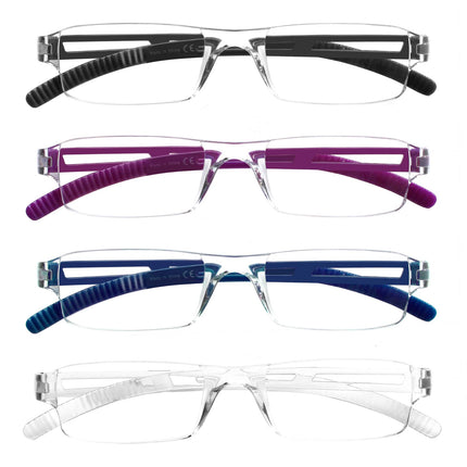 COJWIS 4-pack Frameless Reading Glasses for Men and Women Lightweight and Comfortable Anti Blue Light Reading Aid / TR90 Glasses (4 Color Mix, 2.50, multiplier_x)
