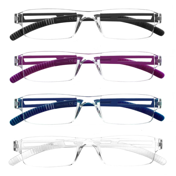 COJWIS 4-pack Frameless Reading Glasses for Men and Women Lightweight and Comfortable Anti Blue Light Reading Aid / TR90 Glasses (4 Color Mix, 2.50, multiplier_x)