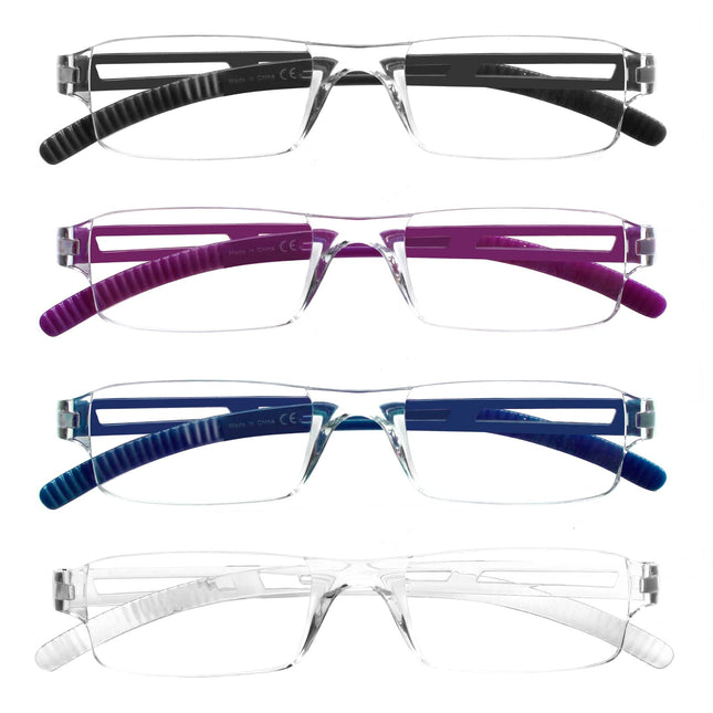 COJWIS 4-pack Frameless Reading Glasses for Men and Women Lightweight and Comfortable Anti Blue Light Reading Aid / TR90 Glasses (4 Color Mix, 2.50, multiplier_x)