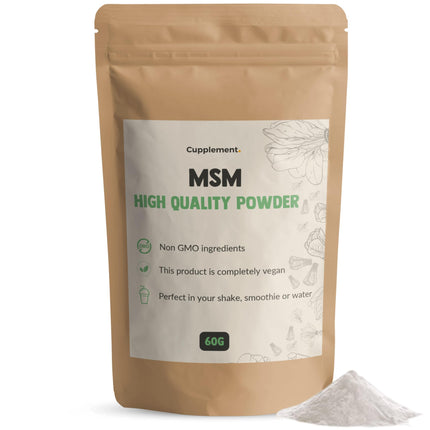 Cupplement MSM Powder 60 grams Free Scoop - MSM Supplements - No Powder, 1000 mg, Gel, or Tablets - Pure - MSM - Superfood - Anti Aging - MSM Powder - High Dosage - Horse