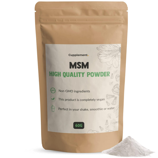 Cupplement MSM Powder 60 grams Free Scoop - MSM Supplements - No Powder, 1000 mg, Gel, or Tablets - Pure - MSM - Superfood - Anti Aging - MSM Powder - High Dosage - Horse