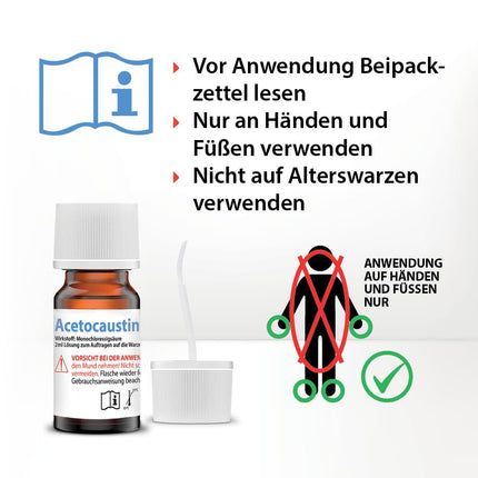 Acetocaustin Solution | Wart Remedy | Pain-Free | Children 4 Years and Over | Wart Treatment for Hands and Feet | 2ml Wart Remover | Wart Removal