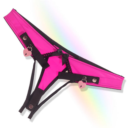 Crysore Heart-Shaped Chastity Panties with Pink Sissy Chastity Cage Anti-Off Chastity Belt in 2 Sizes Adult Sex Toys for Men Penis Training (L, Pink)