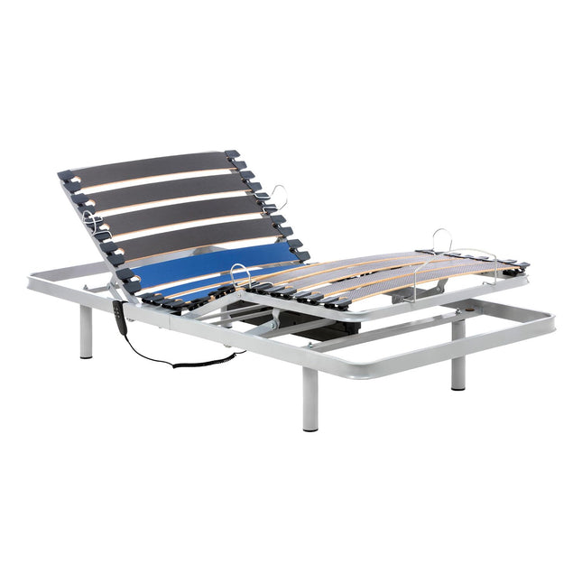 Geriafy - Electrically Adjustable Slatted Frame Home Silver | 90x200 cm | Reinforced and compact | Wired remote control