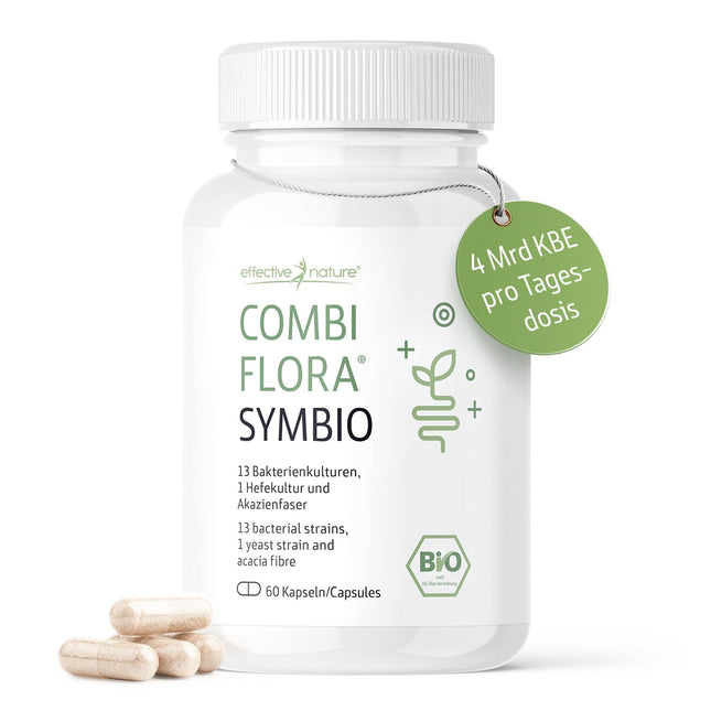 Combi Flora SymBIO - Probiotic with 13 bacterial strains + acacia fiber - 60 vegan capsules - Delayed release - High dosage