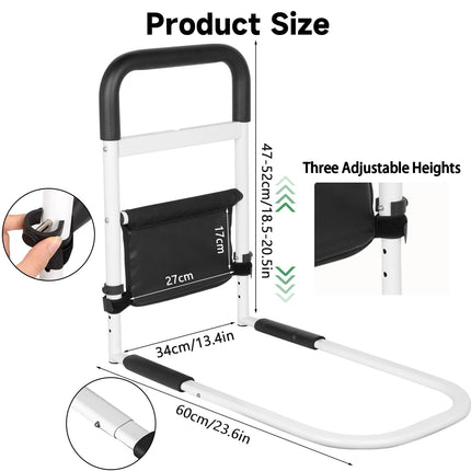 Aolawco Adjustable Bed Riser with LED Sensor Light, Bed Entry Aid with Bag, Height Adjustable Grab Bar Grab Rails for Seniors, Elderly, Adults