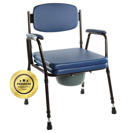 OrtoPrime Toilet Chair, Padded, Portable, Adjustable, Portable, with Clip-on Bidet, Bathroom Chair for Elderly, Geriatric Bathroom Chair, Comfortable and Durable