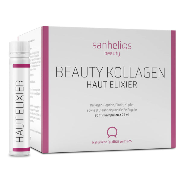 Sanhelios Beauty Collagen SKIN ELIXIR – Anti-Aging Drinkable* – Test Winner – 30 Drinkable Ampoules – 2500 mg Premium Collagen Peptides + Biotin, Copper &amp; Vitamin C, Blossom Honey &amp; Royal Jelly