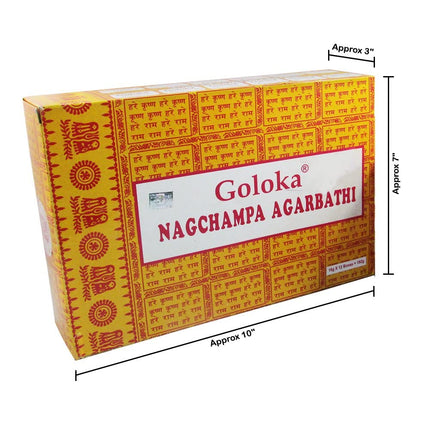 Goloka Nag Champa Incense Sticks, 16 Grams x 12 Boxes, 12 Sticks (Pack of 1)