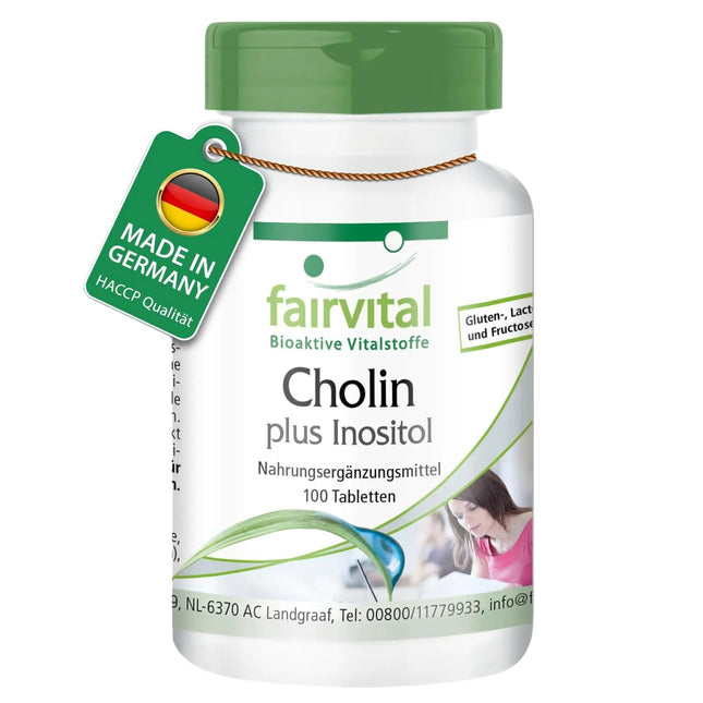 Fairvital | Choline Bitartrate plus Inositol - 100 Tablets - HIGH DOSE - VEGAN