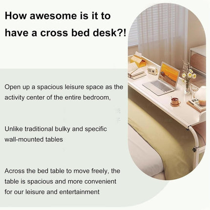 KHLMSRXJ Rolling overbed table, bedside table with wheels, height and length adjustable, mobile table, over the bed with wheels, large cross-bed table with wheels