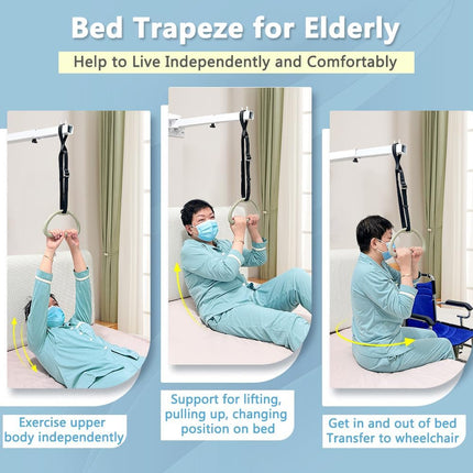 NEPPT Bed Trapeze for Elderly, Pull-Up Aid, Handicap Bed Rail, Medical Trapeze Bars for Getting Out of Bed, Hospital, Overhead Trapeze Stand, Bar for Bed, Mobility,