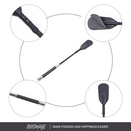 BDSMAGE 35cm Riding Whip Erotic Leather Whip with Feather Tickler Paddle, BDSM Bondage Set, Leather Flogger Spanking Feather Tickler Massage Feather Stick Sex Toy for Couples