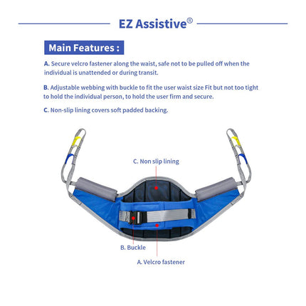 EZ Assistive Sit to Stand Lift Patient Aid Padded Sling and Stand Assist with Back Support, Patient Aid Sling works with most mobility aids (Medium (Pack of 1-Count))