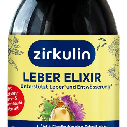 Zirkulin Liver Elixir (6 x 120 ml) – Support for liver health &amp; cleansing – with choline, milk thistle, grape seed and nettle extract – antioxidant &amp; diuretic – for daily use