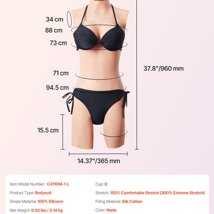 VEVOR Silicone Breast Forms, Cup Size D, Realistic Skin, Filled with Cotton and Silk, High Elasticity, for Crossdresser, Transgender, Amateur, Cosplay, Drag Queen, Skin Color
