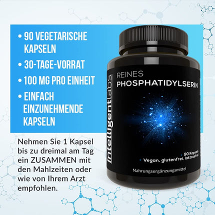 Intelligent Labs Phosphatidylserine Supplement 100 mg, 90 High Potency Capsules, 100% Soy and Allergen-Free, Pure Phosphatidylserine from Sunflower Lecithin