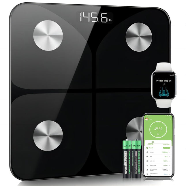 Body fat scale, digital scale 2025 with body fat and muscle mass with APP 180kg / 400lbs, scale personal Bluetooth body scale for body fat, BMI, weight, water and muscle mass