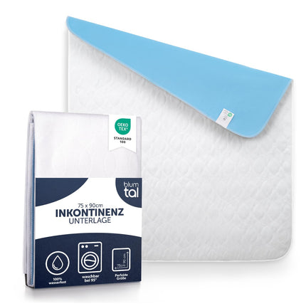Blumtal® Washable Incontinence Pad 75x90 cm - Bed Pad for Babies - OEKO-TEX Certified Incontinence Bed Pad for Babies - Waterproof Bed Pad - Incontinence Pad 75x90 cm - Set of 1