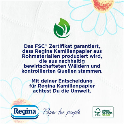 Regina Camomile Paper 3-ply Toilet Paper – 16-roll pack, 150 sheets per roll, Soft and gentle with camomile scent and FSC-certified paper