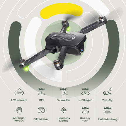 Holy Stone HS175D Foldable GPS Drone with 4K HD Camera, RC Quadcopter with 46 Min. Long Flight Time, Follow-Me, Brushless Motor, Tap-Fly, Point of Interest Altitude Hold, Folding Drone for Beginners and Adults, C0