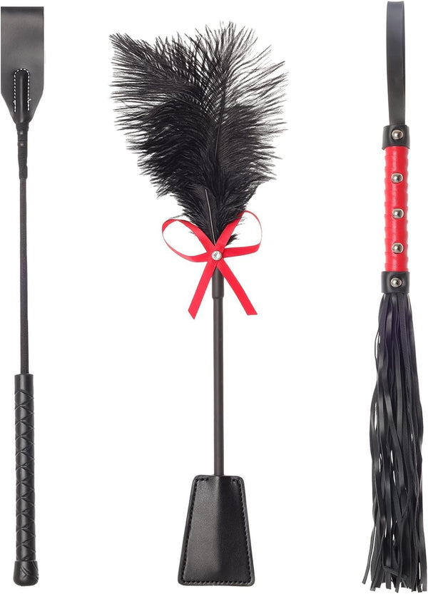 3pcs Sex Paddle Feather Tickler Whip BDSM Toys for Couples SM Flogger Crop Bondage Accessories