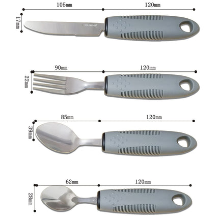 Yuflen 4 Piece Easy Grip Cutlery Set Cutlery with Thick Handle Disabled Eating Aid Cutlery Non-Slip Handles for Disabled Arthritis Parkinsons Elderly People or People with Tremors