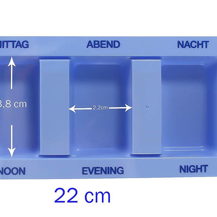 Medi-Inn medication dispenser with 4 compartments, blue standard, 10 pieces, tablet box for one day, pill box, daily dispenser